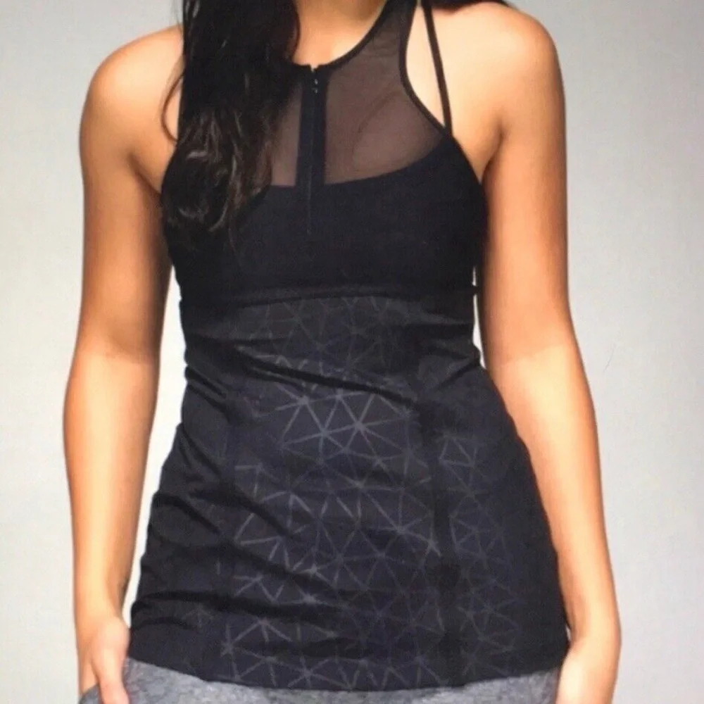 Lululemon Pedal Pace Zip Front Mesh Tank